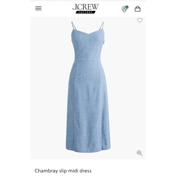 J. Crew Women's Chambray Slip Midi Dress Vista Blue Wash Size 6P - Picture 2 of 14